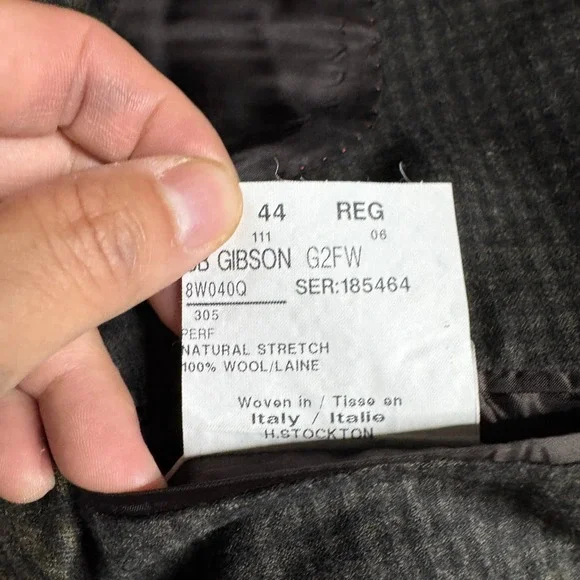 H.Stockton Men's‎ Blazer Sport Coat 44R Brown Check Wool Italy Custom Tailored